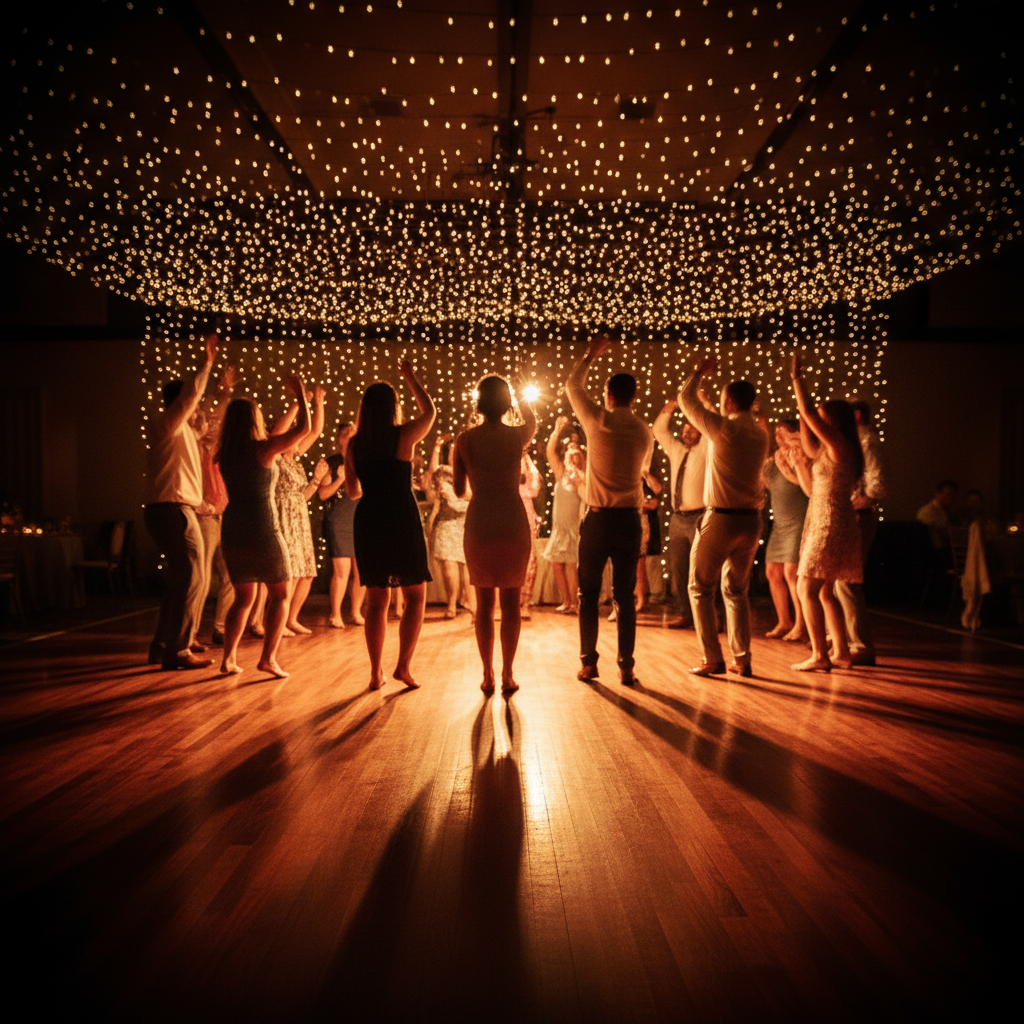 fun wedding reception dances scene at a wedding reception