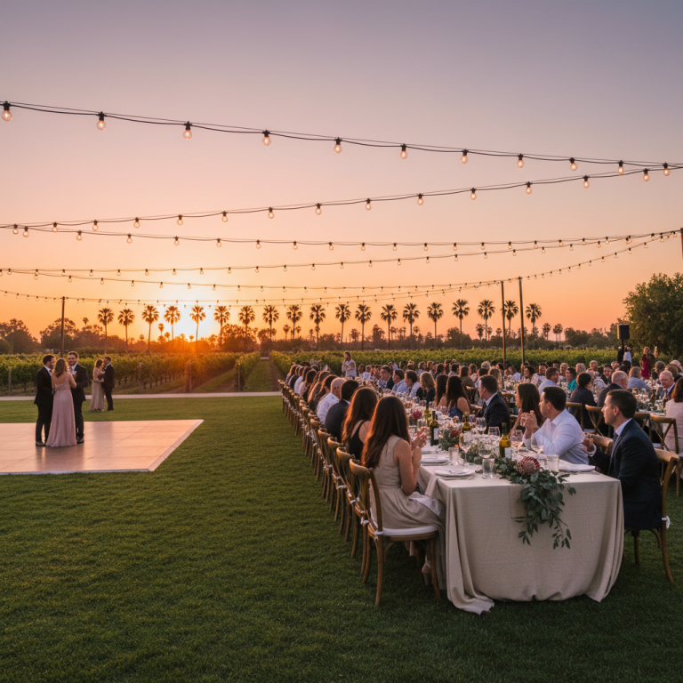 outdoor wedding reception ideas scene at a wedding reception