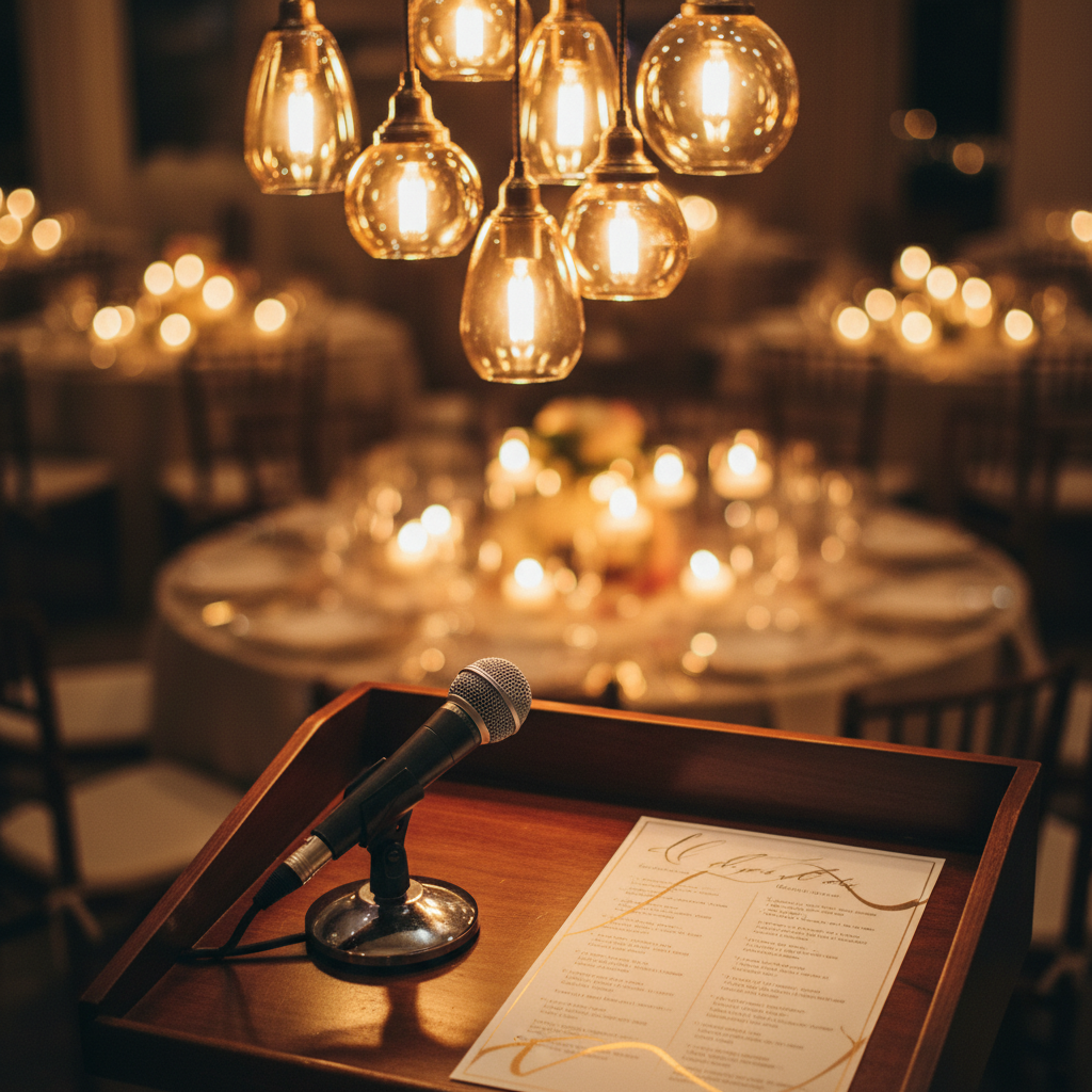 wedding emcee scene at a wedding reception